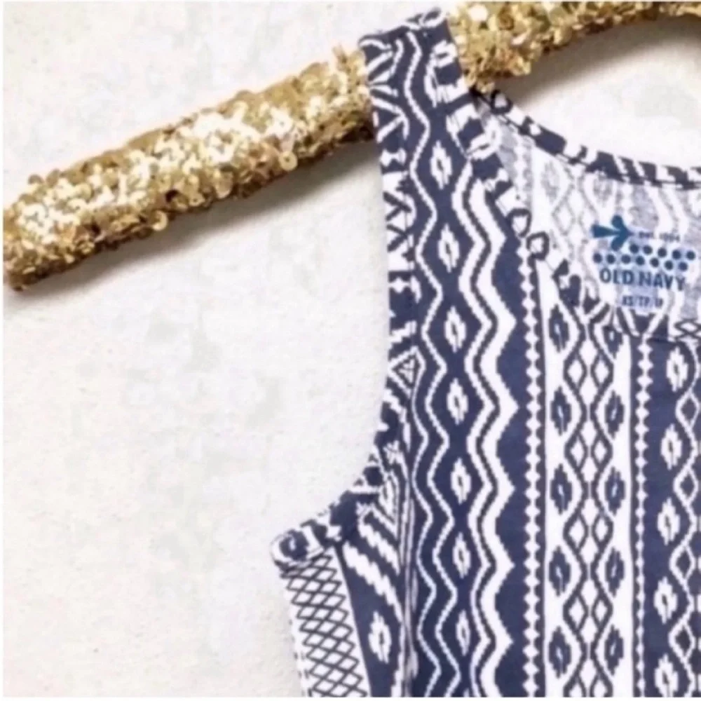 Kids Navy & White Sleeveless Sundress